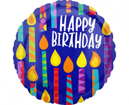 Standard Happy Birthday Candles Foil Balloon S40 Packaged