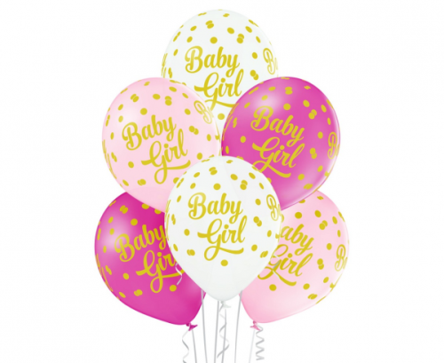 D11 Balloons Baby Girl Dots Mix 1c5s, 50 pcs