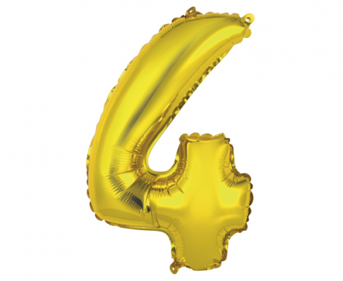 Folija balons "Cipars 4" , zelts, 35 cm Folija balons "Cipars 4" , zelts, 35 cm