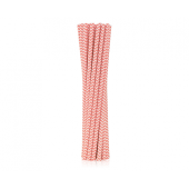 Бумажные трубочки для питья, светло-розовый шеврон, 6x197 мм / 12 шт.