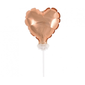 Воздушный шар из фольги с палочкой 4 &quot;, в форме сердца, розовое золото