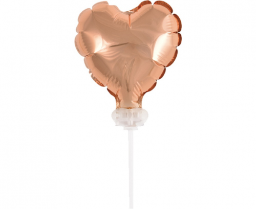 Folija balons ar nūju 4&quot;, sirds forma, rozā-zelts