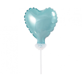 Воздушный шар из фольги с палочкой 4 &quot;, в форме сердца, голубой