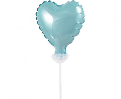 Folija balons ar kociņu 4&quot;, sirds forma, gaiši zils