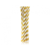 Paper drinking straws, gold stripes, 6x197mm / 24 pcs
