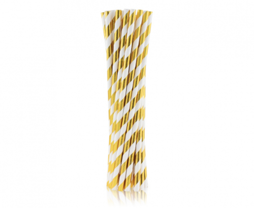 Paper drinking straws, gold stripes, 6x197mm / 24 pcs Paper drinking straws, gold stripes, 6x197mm / 24 pcs