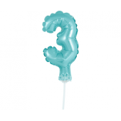 Воздушный шар из фольги с палочкой 5 &quot;ЦИФРА 3, голубой