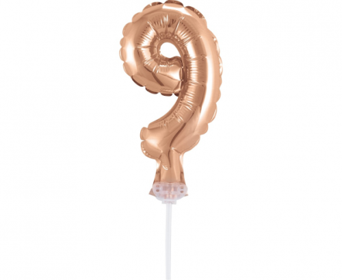 Воздушный шар из фольги с палочкой 5 &quot;DIGIT 9, розовое золото