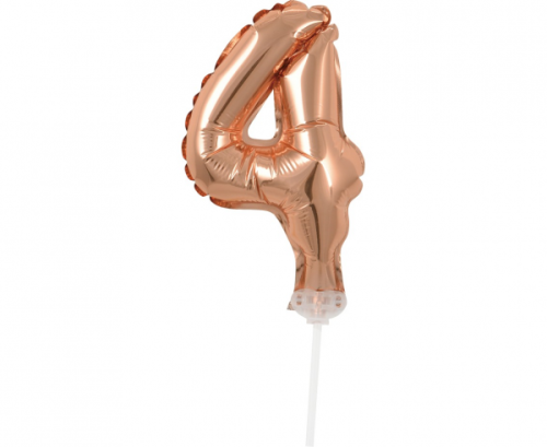 Folija balons ar nūju 5" DIGIT 4, rozā zelts Folija balons ar nūju 5" DIGIT 4, rozā zelts