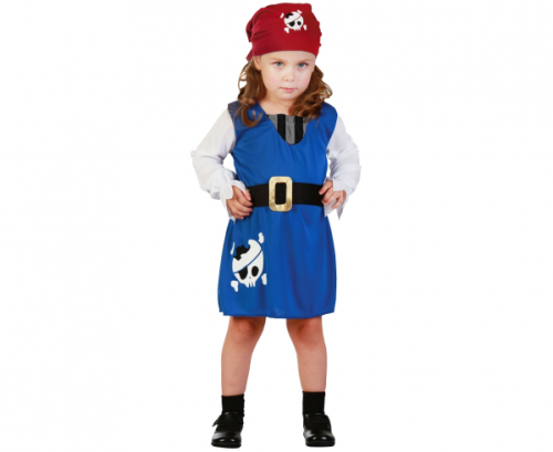 Blue Pirate Girl role-play set (dress, belt, headpiece), size 98/104