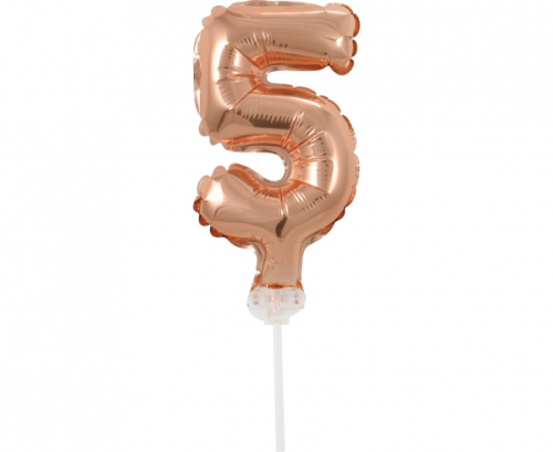 Folija balons ar nūju 5" DIGIT 5, rozā zelts Folija balons ar nūju 5" DIGIT 5, rozā zelts