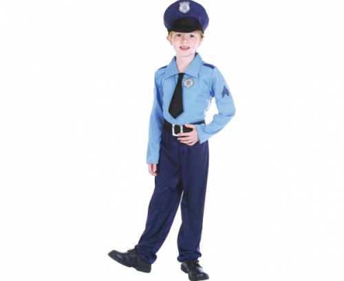 Blue Policeman role-play set (hat, Shirt with tie, pants, belt) size 110/120
