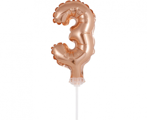 Folija balons ar nūju 5" DIGIT 3, rozā zelts Folija balons ar nūju 5" DIGIT 3, rozā zelts