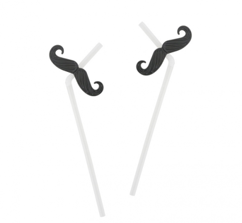 Flexible straws with mustaches, 6 pcs.