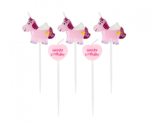 Pick candles, pink pony + heart