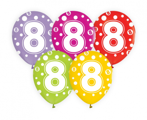 Balons ar ciparu 8, 12" / 5 gab.