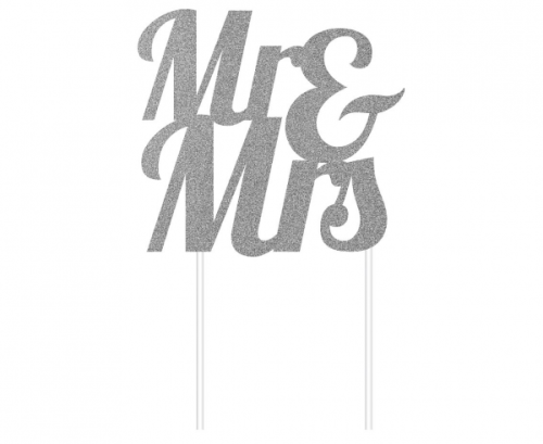 Cake topper Mr & Mrs, silver, 1 pc Cake topper Mr & Mrs, silver, 1 pc