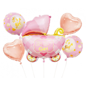 Воздушный шарик из фольги - Набор &quot;Детские коляски&quot;, розовый / 5 шт.