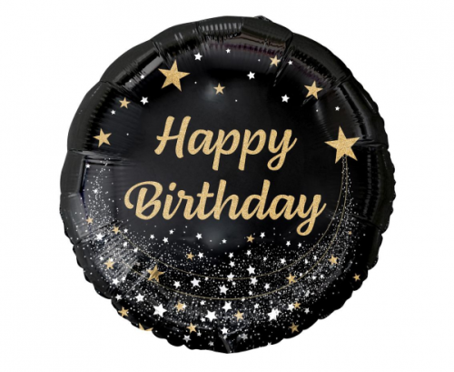 Foil balloon Happy Birthday, black, 18"