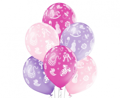D11 baloni Baby Girl Mix 1C/5S / 50 gab
