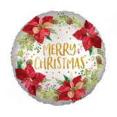 Фольгированный шар Standrad Satin Infused Poinsettia Christmas, упакованный