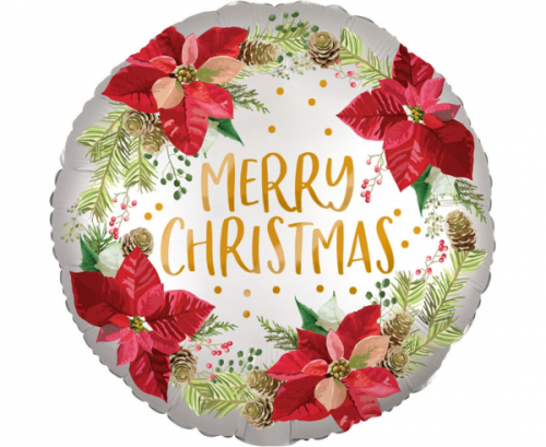 Фольгированный шар Standrad Satin Infused Poinsettia Christmas, упакованный