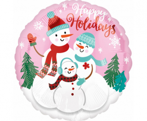 Foil balloon Standard, Happy Holidays Snow Family, packed Foil balloon Standard, Happy Holidays Snow Family, packed
