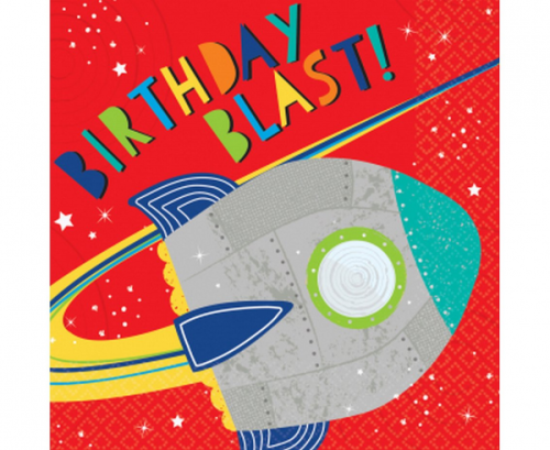 Paper napkins Blast Off Birthday, size 33 x 33 cm, 16 pcs Paper napkins Blast Off Birthday, size 33 x 33 cm, 16 pcs
