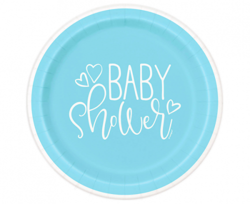 Paper plates Blue Hearts Baby Shower, size 23 cm, 8 pcs (plastic-free) Paper plates Blue Hearts Baby Shower, size 23 cm, 8 pcs (plastic-free)