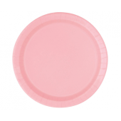 Papīra šķīvji, gaiši rozā, 23 cm, 8 gab (bez plastmasas)