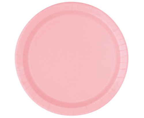 Papīra šķīvji, gaiši rozā, 23 cm, 8 gab (bez plastmasas)