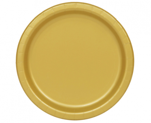 Paper plates, gold, 23 cm, 16 pcs (plastic-free)