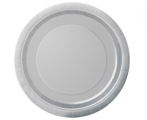 Paper plates, silver, 23 cm, 8 pcs (plastic-free)