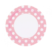 Paper plates, pink dots, size 23 cm, 8 pcs (plastic-free)