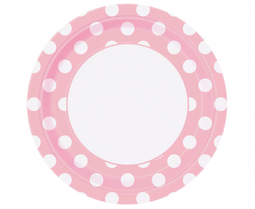 Paper plates, pink dots, size 23 cm, 8 pcs (plastic-free) Paper plates, pink dots, size 23 cm, 8 pcs (plastic-free)