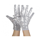 Sequin gloves POP, silver