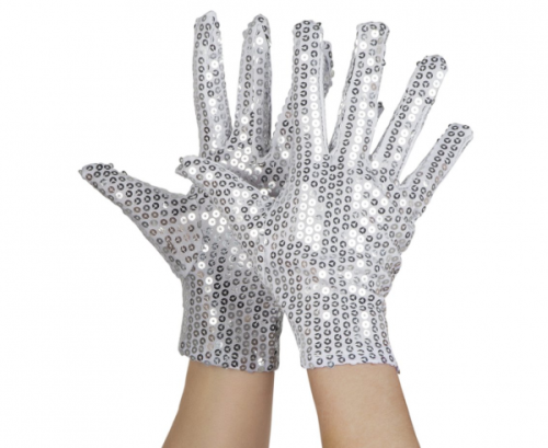 Sequin gloves POP, silver