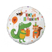 Воздушный шарик из фольги Маленький Крокодил с подарком (С Днем Рождения), 18 &quot;