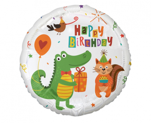 Folija balons Mazais krokodils ar dāvanu (Daudz laimes dzimšanas dienā), 18&quot;