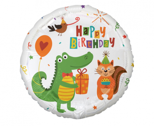 Folija balons Mazais krokodils ar dāvanu (Daudz laimes dzimšanas dienā), 18"