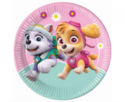 Paper plates Paw Patrol Skye & Everest (Nickelodeon), next generation, 23cm, 8 pcs (plastic-free)