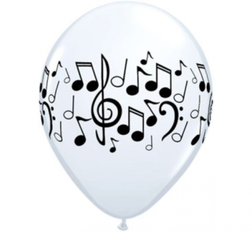 Balloons QL 11 inches with Music printing, pastel white / 25 pcs. Balloons QL 11 inches with Music printing, pastel white / 25 pcs.