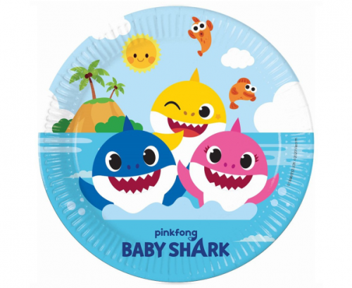 PAper plates Baby Shark (Nickelodeon), next generation, 23cm, 8 pcs (plastic-free)