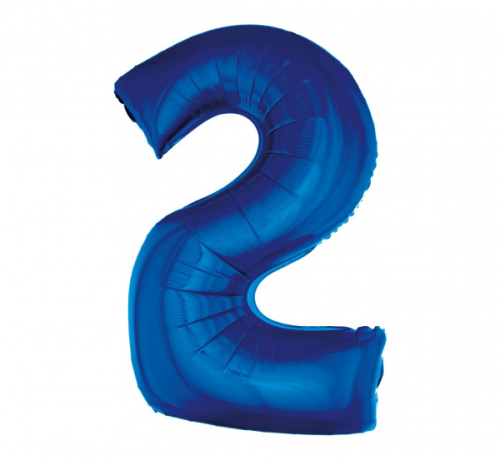 Folijas balons B&amp;C cipars 2, zils, 92 cm