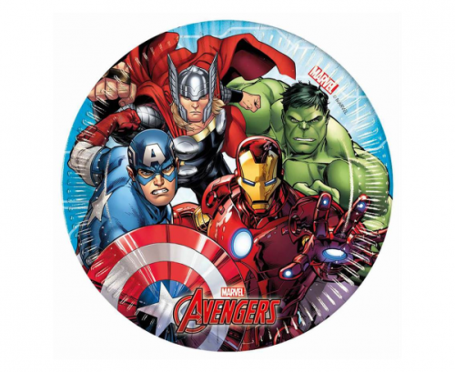 Paper plates Mighty Avengers (Marvel), 20cm, 8 pcs (plastic-free)