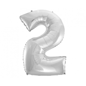 Folija balons B&amp;C cipars 2, sudrabs, 92 cm