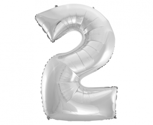 Folija balons B&C cipars 2, sudrabs, 92 cm Folija balons B&C cipars 2, sudrabs, 92 cm
