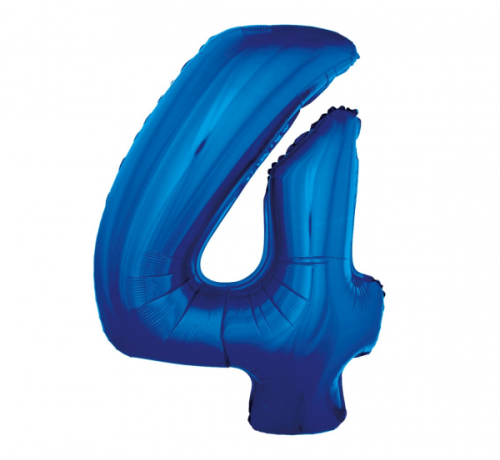 Foil balloon B&C digit 4, blue, 92 cm