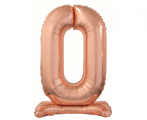 Folijas balons B&amp;C, stāvošs cipars 0, rozā zelts, 74 cm