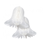 Decorative honeycomb Bells, white, 28 cm, 2 pcs